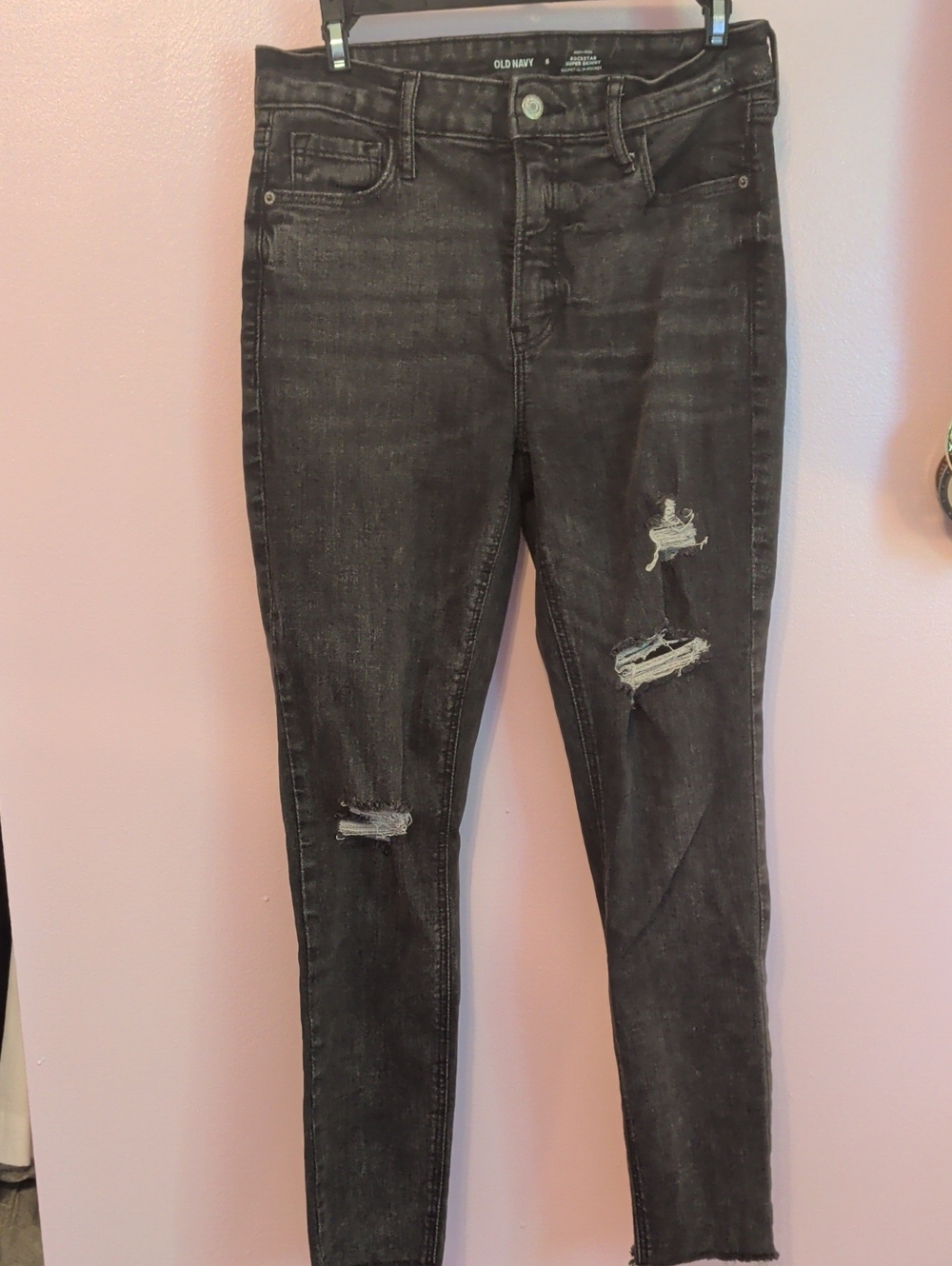 Old Navy Black Washed Ripped Skinny Jeans